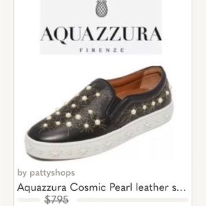 💲⬇️ ⬇️ Aquazzura Cosmic Pearl leather slip-on sneakers